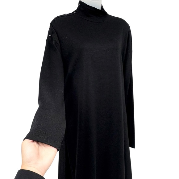 Paige Paxton Black Cutout Knit Midi Dress Tie Waist Belted Side Slit Size XS - Picture 8 of 13